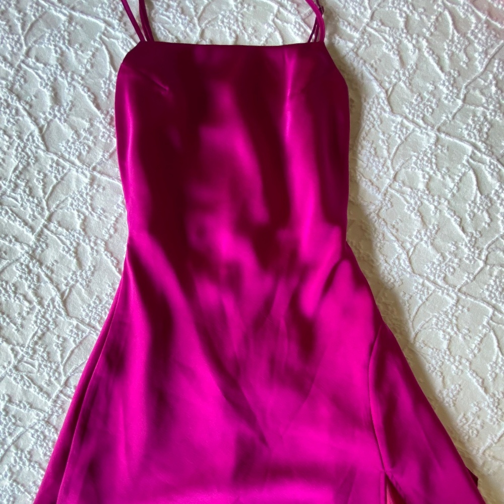Satin, magenta dress, size S